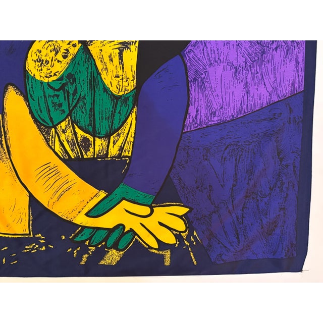 Vintage French Scarf after Pablo Picasso Cubist Portrait of "Femme Assise 1980s For Sale - Image 10 of 12