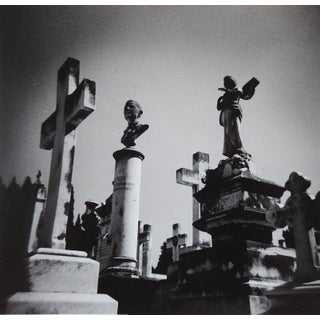 Vintage Graveyard Black & White Photograph For Sale
