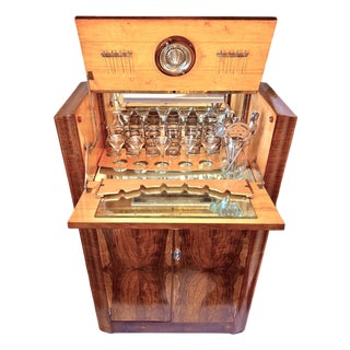 French Art Deco Burr Walnut Cocktail Cabinet / Dry Bar Server France 1930’s For Sale