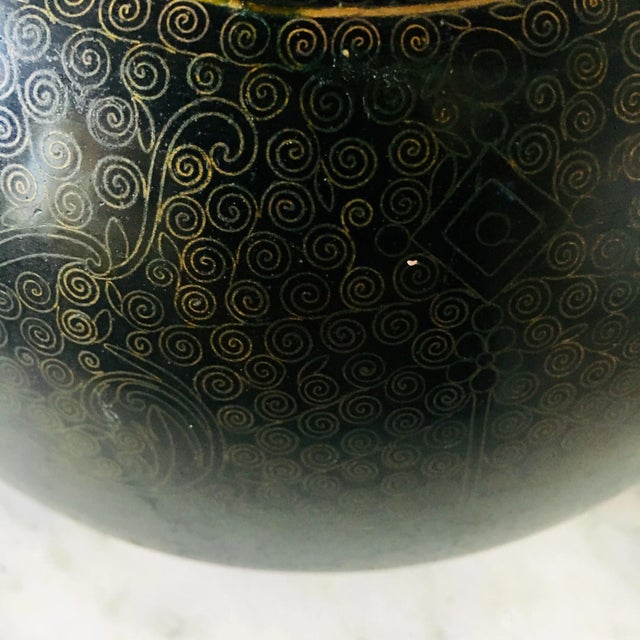 Metal Asian Cloisonne Bowl With Geometric Decorations For Sale - Image 7 of 8