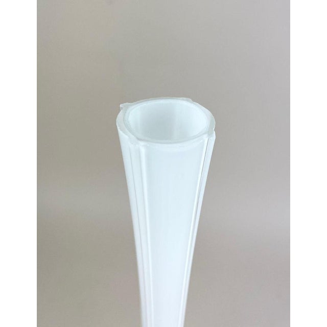 20th Century White and Clear Murano Glass Long Neck Vase, Italy, 1960s For Sale - Image 6 of 14