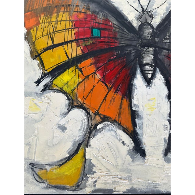 Lee Reynolds Large Vintage Lee Reynolds Abstract Butterfly Painting, Framed For Sale - Image 4 of 6