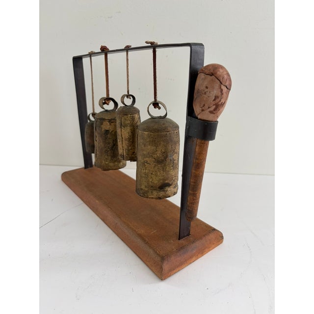 Brass Vintage Cast Brass Bells – Rustic Hanging Bell Set For Sale - Image 8 of 13