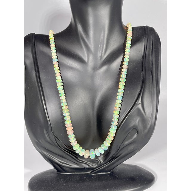 Natural 110 Ct Ethiopian Opal Bead Single Strand Necklace 14 Karat Yellow Gold For Sale - Image 9 of 18