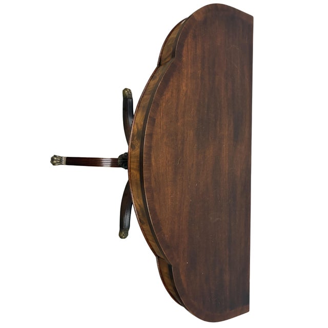 Pair of Antique Regency Style Flame Mahogany Demilune Console Tables For Sale - Image 9 of 12