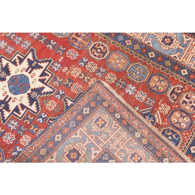 Antique Caucasian Lezgi Rug 4'2" X 6’4" For Sale - Image 12 of 12