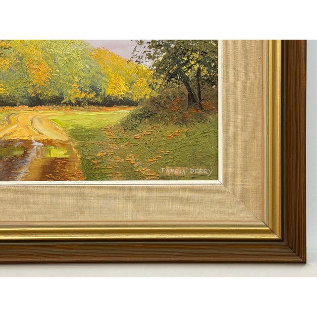 Sunlit Country Path, Lush Greenery, Autumn Tones, Serene Countryside Landscape 1991 For Sale - Image 15 of 18