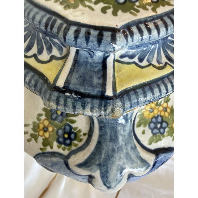 Vintage 1960s Italian Majolica Urn Table Lamp With Hand-Painted Butterflies & Florals For Sale - Image 12 of 12