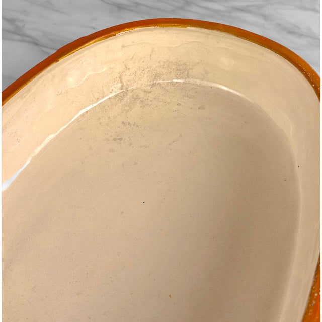 Vintage Large Japanese Ceramic Orange Oval Bonsai Planter For Sale - Image 11 of 13