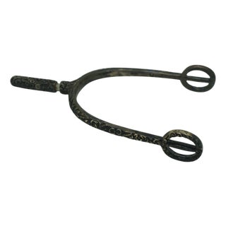 Antique Repousse Sterling Silver Equestrian Horse Screw Clamp Spur 55g 5" For Sale