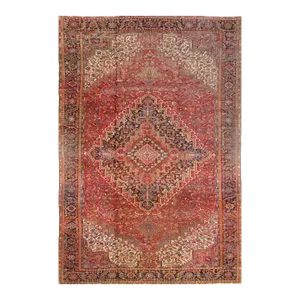 Persian Vintage Heriz Hand-Knotted Rug