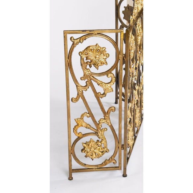 Antique Louis XIV Revival French Brass Fire Screen For Sale - Image 6 of 10