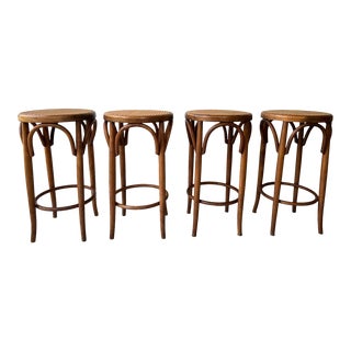 Vintage Thonet Style Counter Stools - Set of 4 For Sale