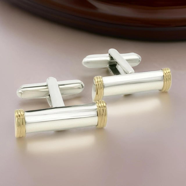 Tiffany and Co. Tiffany & Co Estate Cufflinks 18k Gold Sterling Silver, 2 pieces For Sale - Image 4 of 12