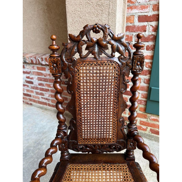 Antique French Child High Chair Renaissance Barley Twist Carved Oak Caned C1890 For Sale In Dallas - Image 6 of 18