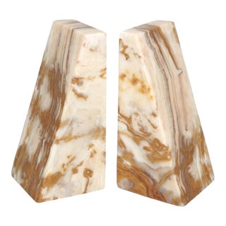 Wedge Onyx Bookends, a Pair For Sale