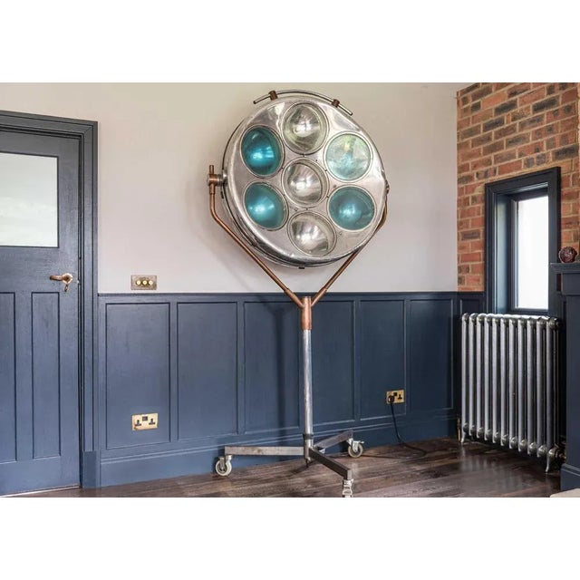Antique Mid-century industrial aluminium, surgeons operating theatre floor lamp, circa 1950 English makers name 'Unicol...