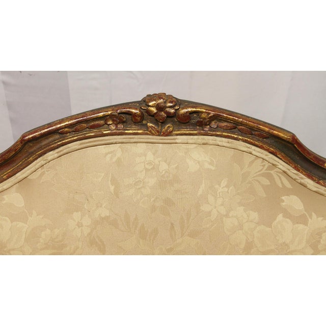 Antique Carved Wood Stuffed Wing Back Chair For Sale - Image 4 of 9