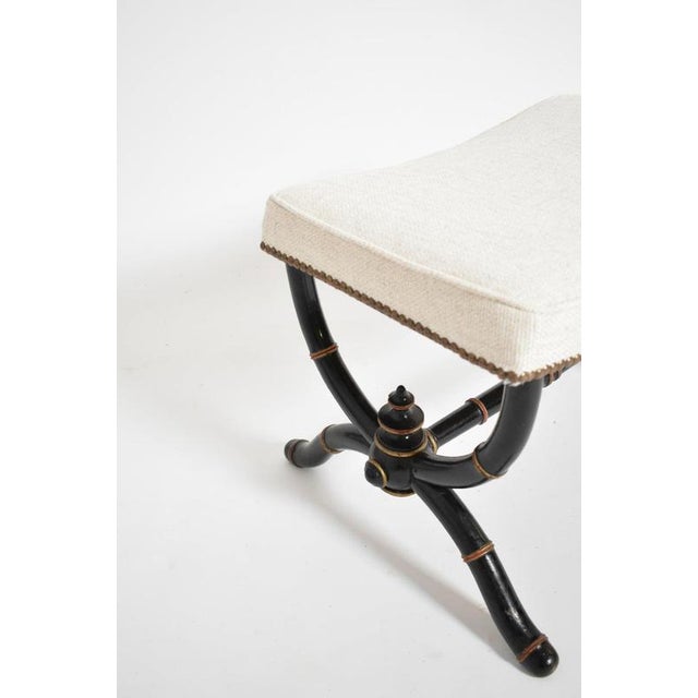 19th Century Napoleon III Curule Faux Bamboo Ottoman For Sale - Image 3 of 6