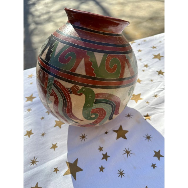 Figurative Large 1970s Spherical Hand Painted Vase For Sale - Image 3 of 9