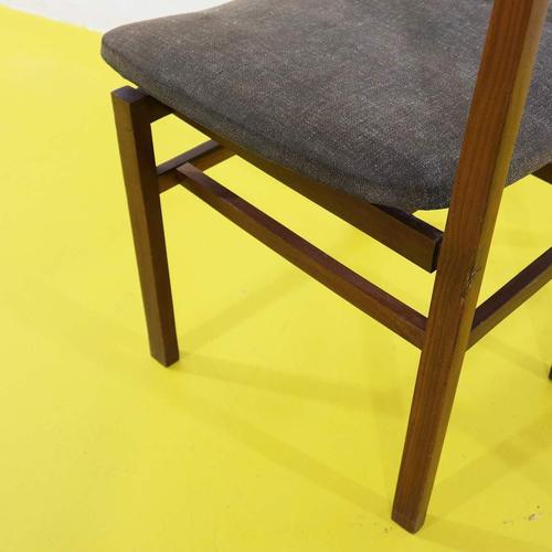 Wooden Chair with Brown Upholstered Seat For Sale - Image 10 of 11
