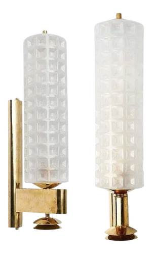 Murano Glass and Brass Barber Style Sconces - A Pair