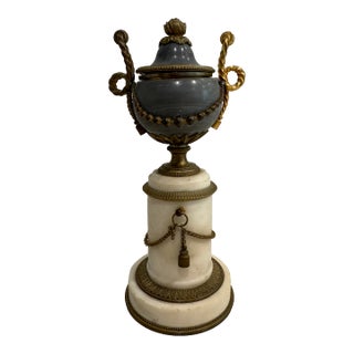 Late 19th Century Stunning Marble and Ceramic French Louis Vvi Cassolette For Sale