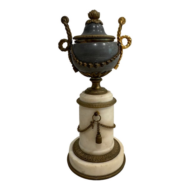 Late 19th Century Stunning Marble and Ceramic French Louis Vvi Cassolette For Sale