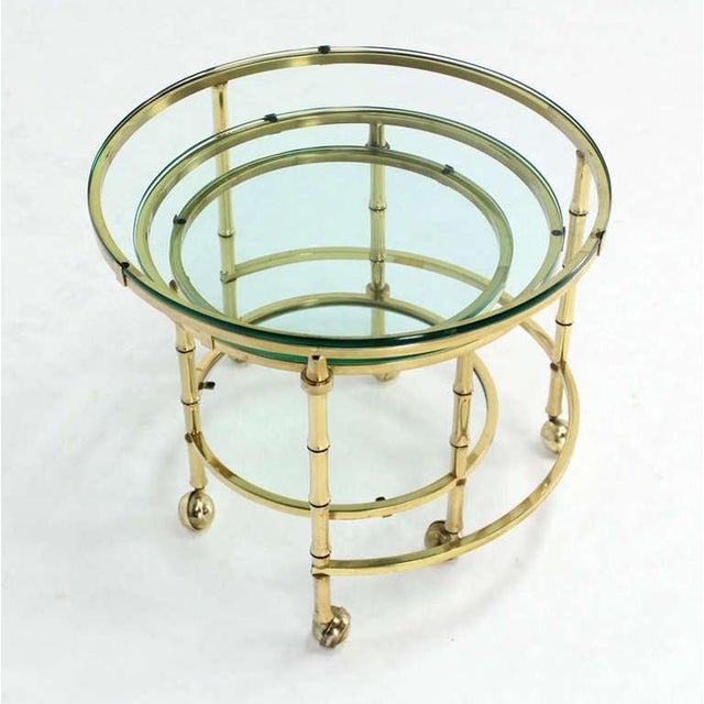Heavy Solid Bronze Faux Bamboo Expansion Round Nesting Coffee Side Tables For Sale - Image 9 of 10