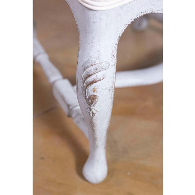 Light Gray Pair of Scandinavian Rococo Style Painted Armchairs For Sale - Image 8 of 10