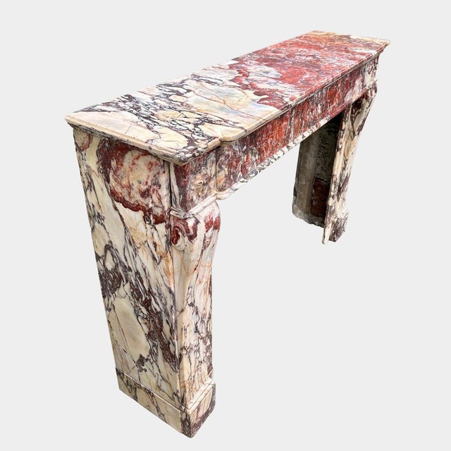 Large Louis Xvi Breche Marble Fireplace Mantel, 1800 For Sale - Image 4 of 11