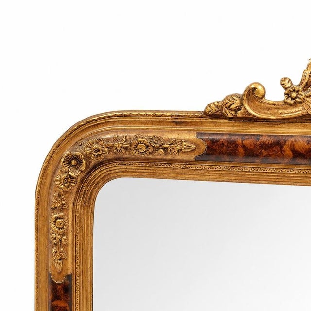 Brown Large Louis XV / Napoleon III Wall Mirror For Sale - Image 8 of 9