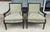 This pair of Ethan Allen Giselle Bergère Chairs combines carved dark wood frames with luxurious blue-and-gold cut-velvet...
