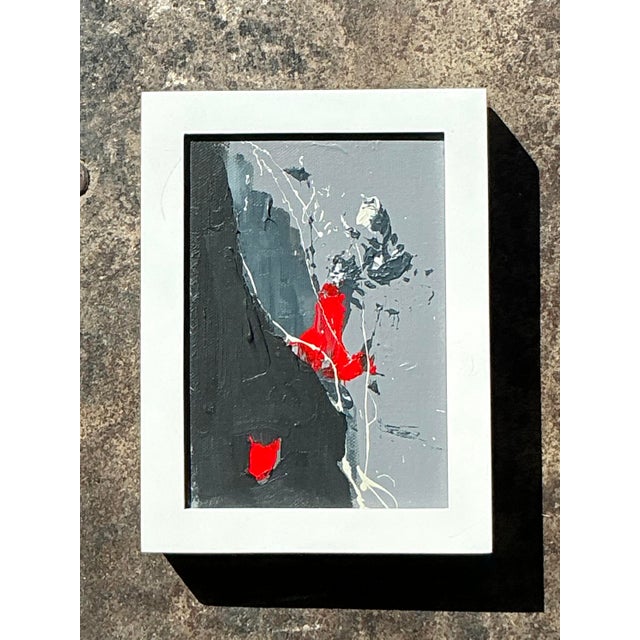 Contemporary Vintage Original Abstract Oil Painting on Canvas For Sale - Image 3 of 12