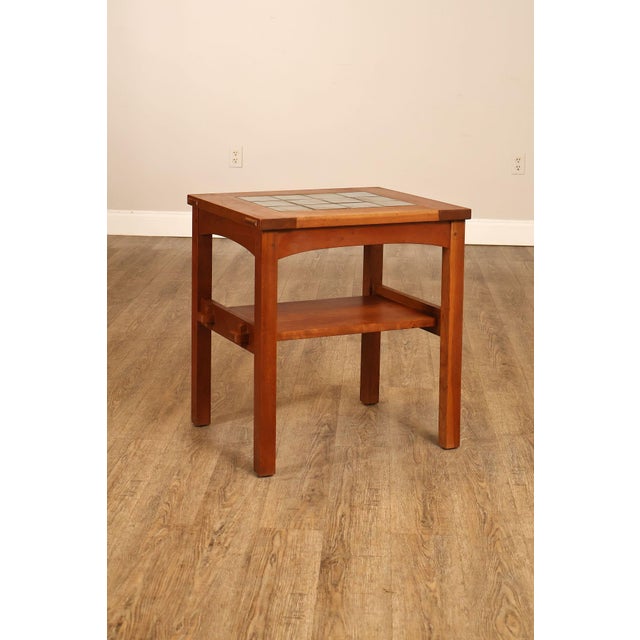 Mission Stickley Mission Collection Tile Top Cherry End Table For Sale - Image 3 of 18