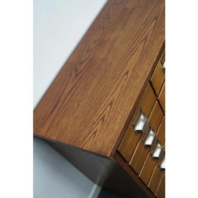 Brown Mid-20th Century German Industrial Oak Apothecary Cabinet For Sale - Image 8 of 15