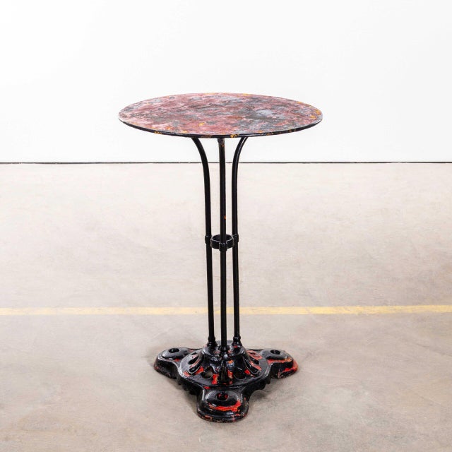 Metal French Red Metal Tripod Base Outdoor Gueridon Table, 1950s For Sale - Image 7 of 7