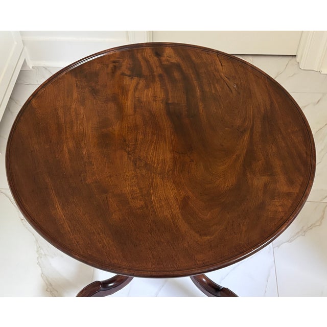 English Antique Round Tilt Top Style Wooden Table With Tripod Base For Sale - Image 3 of 17
