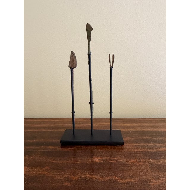 Metal Collection of Three Ancient Roman Bronze Medical Instruments on Custom Museum Mounts For Sale - Image 7 of 9