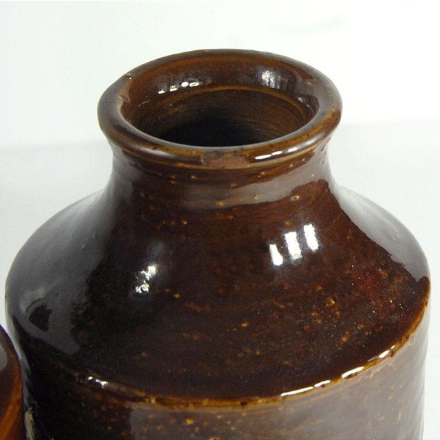 Brown Brown and Gilt Ceramic Vases attributed to Aldo Londi for Bitossi, Italy, 1960s, Set of 2 For Sale - Image 8 of 11