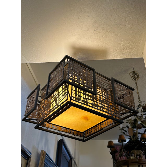 1960s 1960s Mid Century Modern Asian Modern Flush Mount Light Fixture. For Sale - Image 5 of 8
