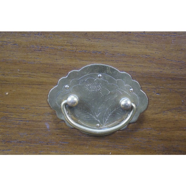 Late 20th Century Japanese Camphorwood Brass Okinawa Pagoda Jewelry Chest Box 17" For Sale - Image 6 of 18