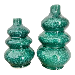Royal Moroccan Green Ceramic Vases- a Pair