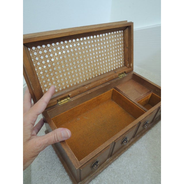 Cane Top Oak Wood Jewelry Music Box For Sale - Image 4 of 12