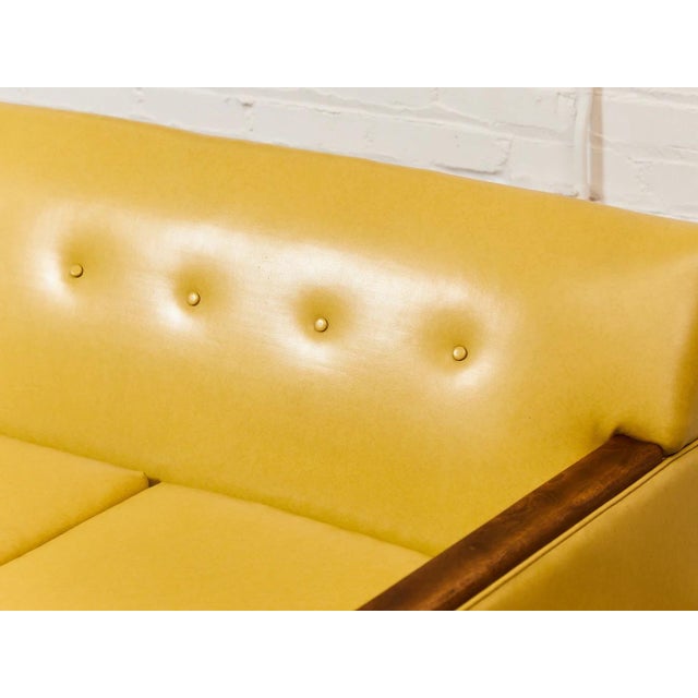 Yellow Vintage Sofa With Wood Arms For Sale - Image 9 of 10