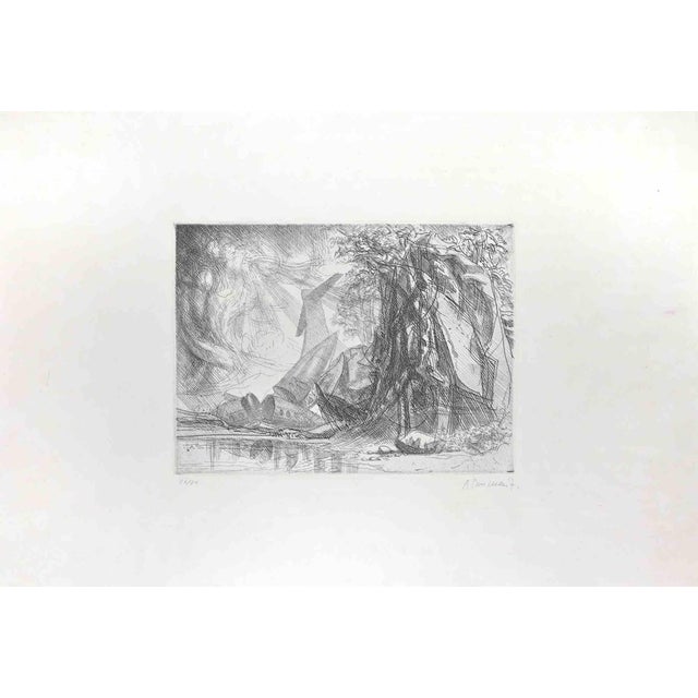 Riccardo Tommasi Ferroni, Airplane Crash, Etching, 1970s For Sale