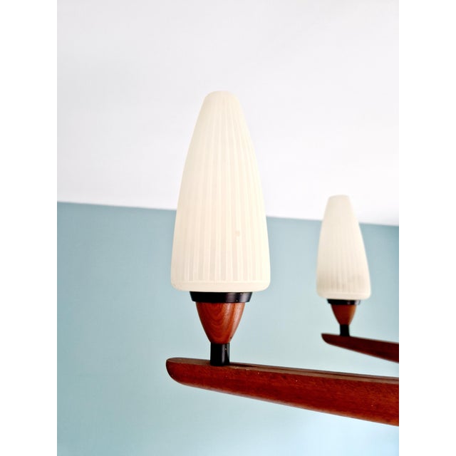 1960s Scandinavian Chandelier in Teak Teck by Uno & Östen Kristiansson for Luxus, 1960s For Sale - Image 5 of 16