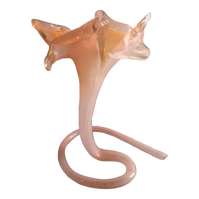 1970s Murano Style Glass Italy Flower Vase For Sale