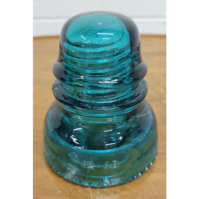 Early 20th Century Vintage Hemingray Aqua Glass Insulator For Sale - Image 5 of 8