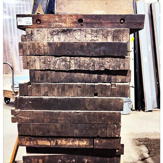 The White Geometric - Cadillac Stamping Factory Reclaimed Tiled Table For Sale - Image 13 of 14